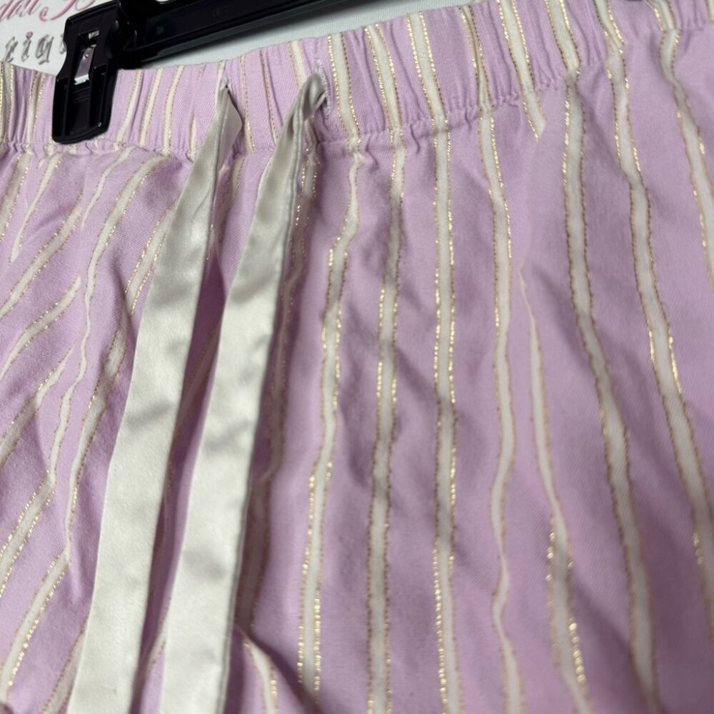 Victoria’s Secret shorts sparkly thread striped white and purple classic lounge - Picture 2 of 9